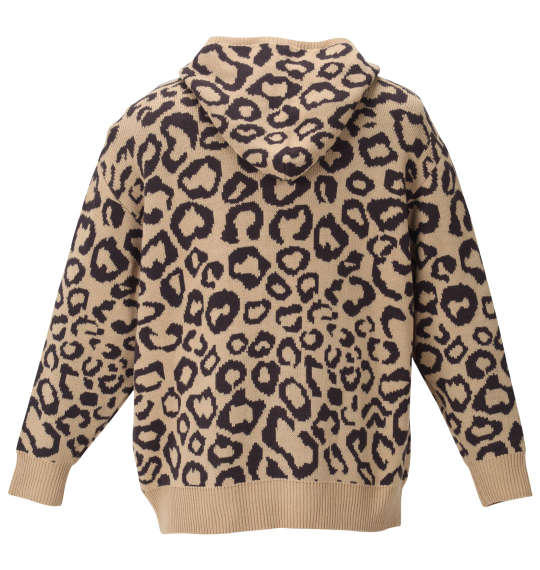 SHELTY 7Gジャガードレオパード柄フルジップパーカーセーター ベージュ