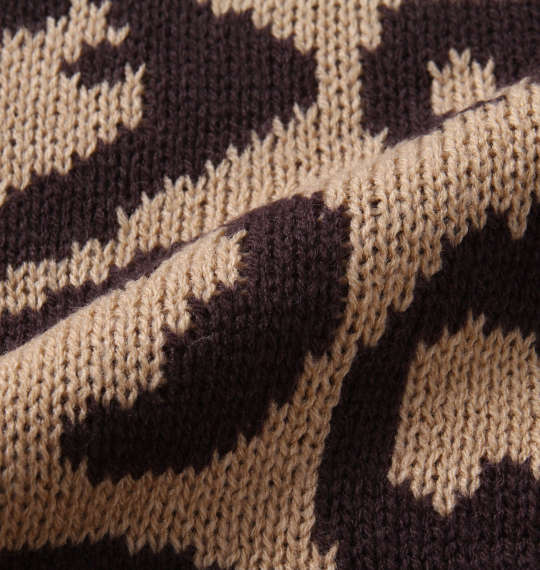 SHELTY 7Gジャガードレオパード柄フルジップパーカーセーター ベージュ