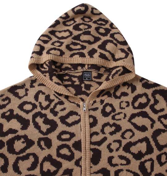 SHELTY 7Gジャガードレオパード柄フルジップパーカーセーター ベージュ