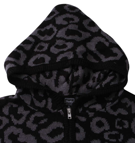 SHELTY 7Gジャガードレオパード柄フルジップパーカーセーター ブラック