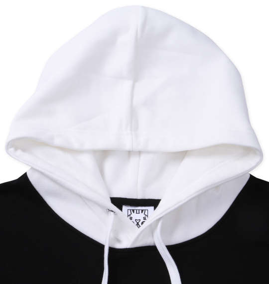 FUSAGIさん 裏起毛切替プルパーカー ブラック×オフホワイト