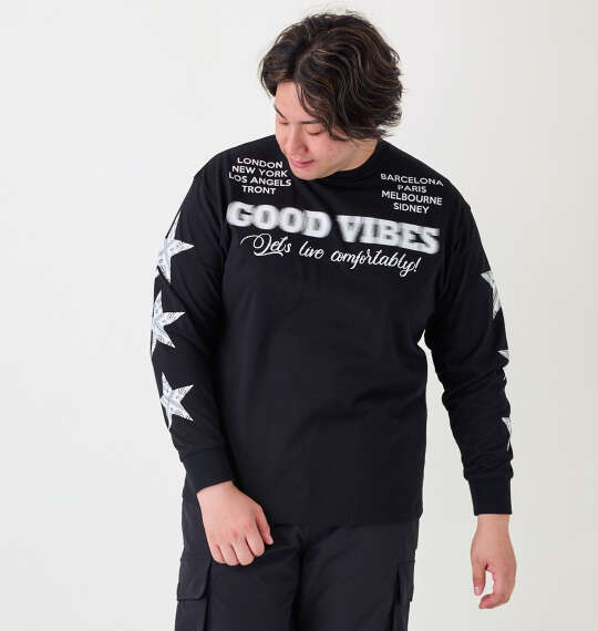 SHELTY 天竺プリント長袖Tシャツ ブラック