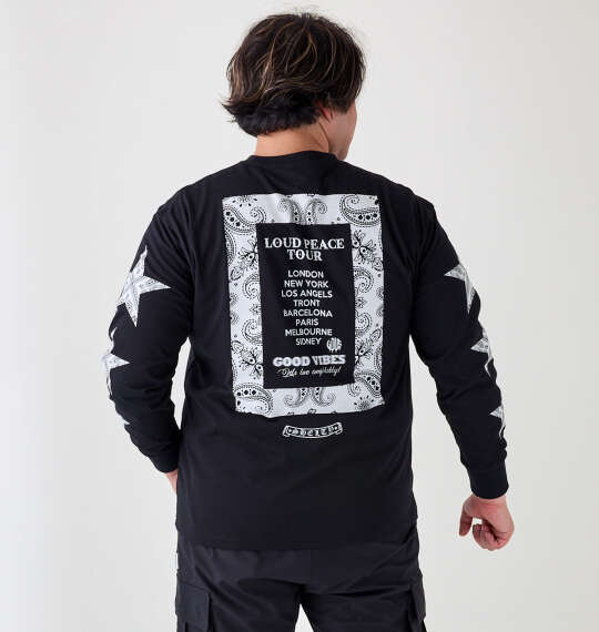 SHELTY 天竺プリント長袖Tシャツ ブラック