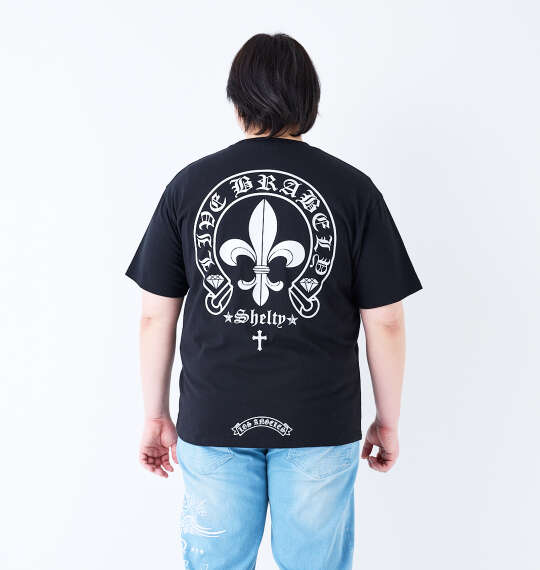 SHELTY 天竺プリントポケット付半袖Tシャツ ブラック×シルバー