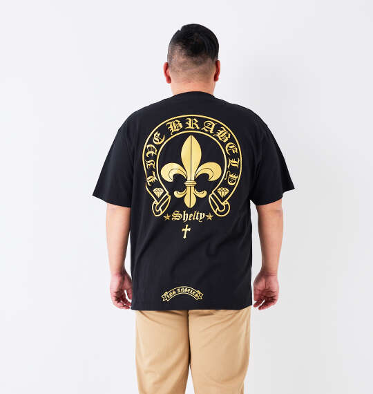 SHELTY 天竺プリントポケット付半袖Tシャツ ブラック×ゴールド