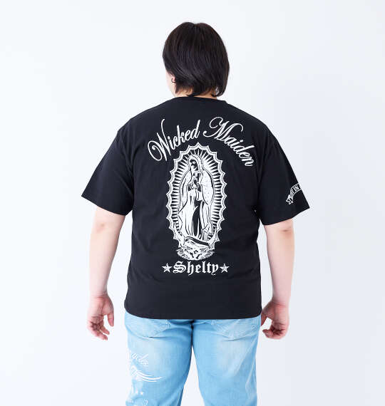 SHELTY 天竺刺繍&プリント半袖Tシャツ ブラック