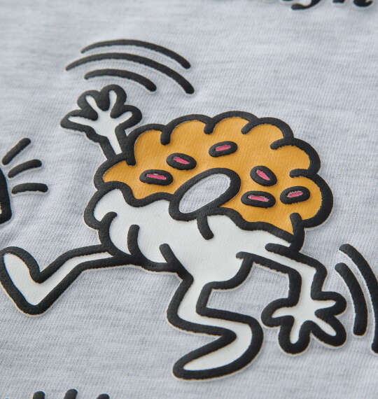 Walking Donut T/C天竺刺繍発泡プリント半袖Tシャツ ホワイト杢