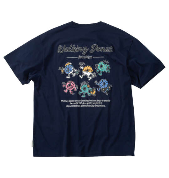 Walking Donut T/C天竺刺繍発泡プリント半袖Tシャツ ネイビー