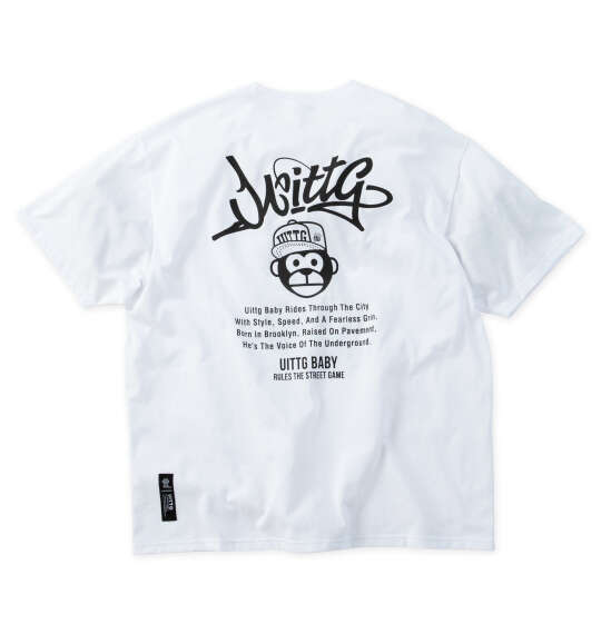 UITTG T/C天竺デニム刺繍ワッペン半袖Tシャツ ホワイト