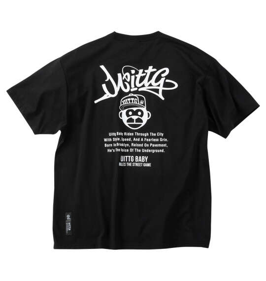 UITTG T/C天竺デニム刺繍ワッペン半袖Tシャツ ブラック