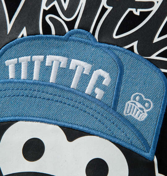 UITTG T/C天竺デニム刺繍ワッペン半袖Tシャツ ブラック