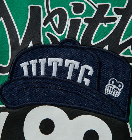 UITTG T/C天竺デニム刺繍ワッペン半袖Tシャツ グリーン