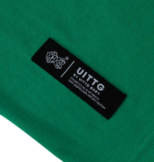 UITTG T/C天竺デニム刺繍ワッペン半袖Tシャツ グリーン