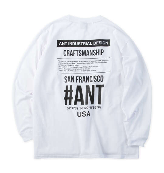 ANT INDUSTRIAL DESIGN 天竺長袖Tシャツ ホワイト