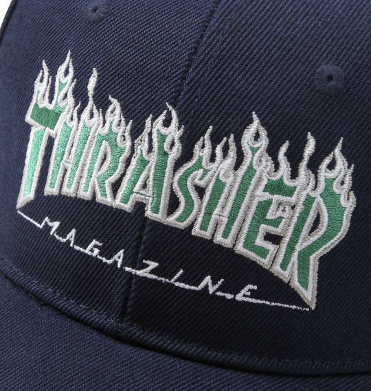 THRASHER FLAMEロゴ6Pキャップ ネイビー