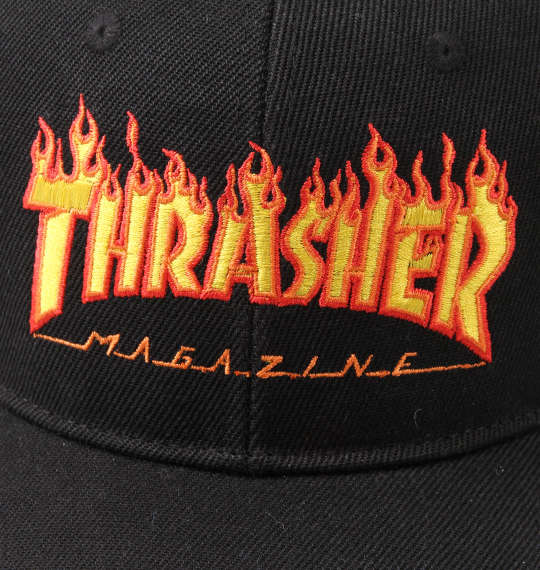 THRASHER FLAMEロゴ6Pキャップ ブラック