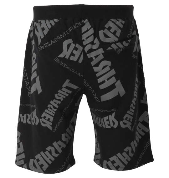 THRASHER ロゴ総柄プリントハーフパンツ ブラック