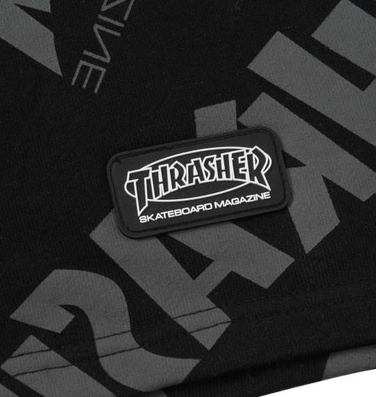 THRASHER ロゴ総柄プリントハーフパンツ ブラック