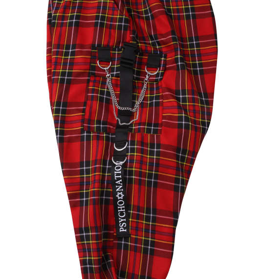 PSYCHO NATION チェックサルエルカーゴパンツ レッド