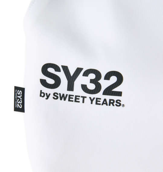 SY32 by SWEET YEARS ダブルニットエンボスカモシールドロゴパンツ ホワイト×ブラック