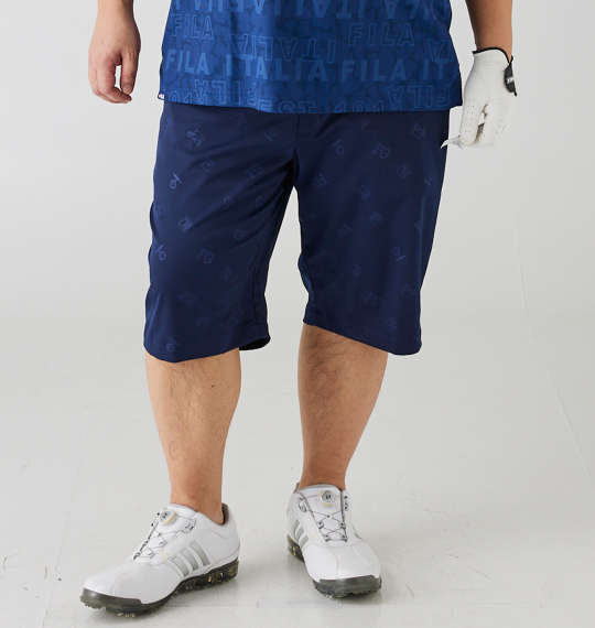 FILA GOLF エンボスストレッチツイルハーフパンツ ネイビー