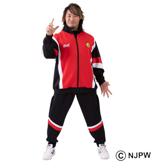 SOUL SPORTS×新日本プロレス 長袖ジャージセット レッド×ブラック