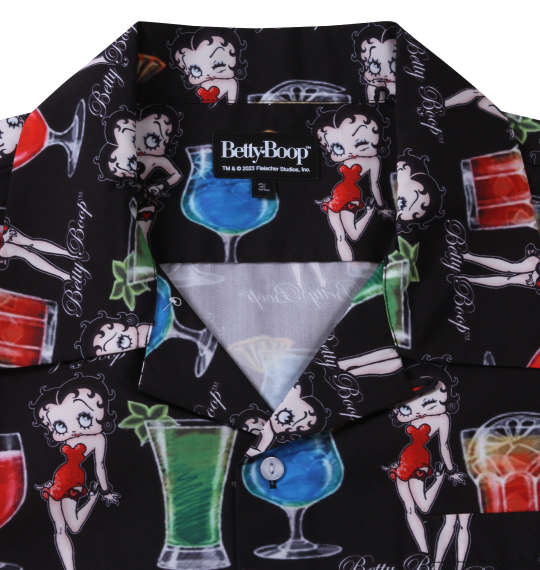 BETTY BOOP 接触冷感オープンカラー半袖シャツ ブラック