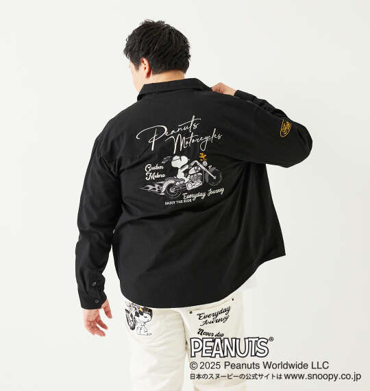 FLAGSTAFF×PEANUTS スヌーピーコラボリップストップ長袖シャツ ブラック