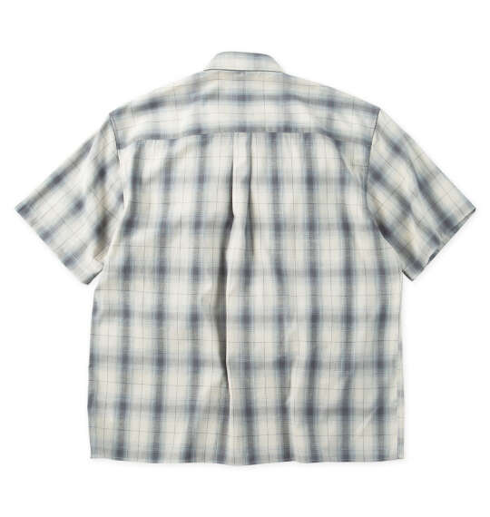 Mc.S.P 麻混ハイブリッドオンブレチェック半袖レギュラーカラーシャツ オフホワイト