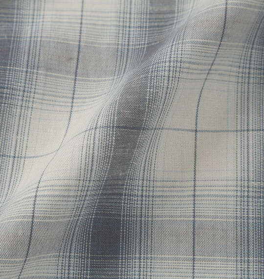 Mc.S.P 麻混ハイブリッドオンブレチェック半袖レギュラーカラーシャツ オフホワイト