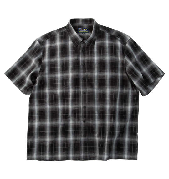 Mc.S.P 麻混ハイブリッドオンブレチェック半袖レギュラーカラーシャツ ブラック