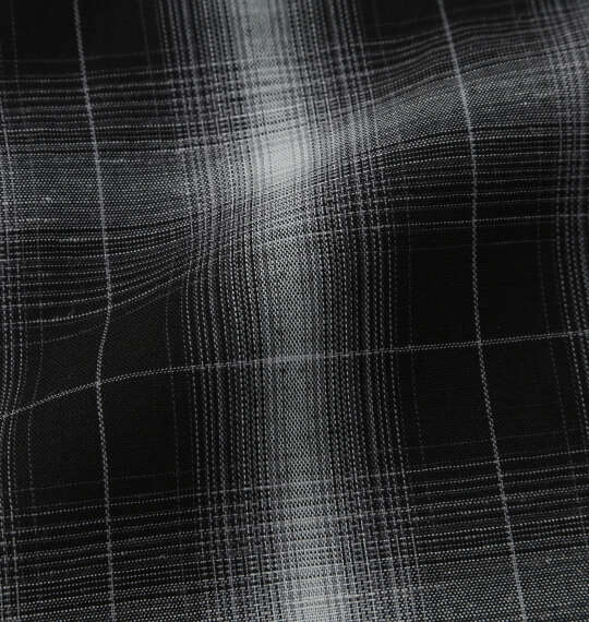 Mc.S.P 麻混ハイブリッドオンブレチェック半袖レギュラーカラーシャツ ブラック