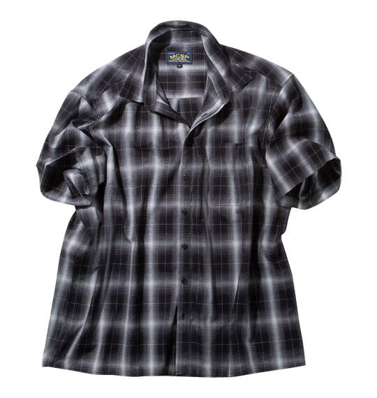 Mc.S.P 麻混ハイブリッドオンブレチェック半袖レギュラーカラーシャツ ブラック