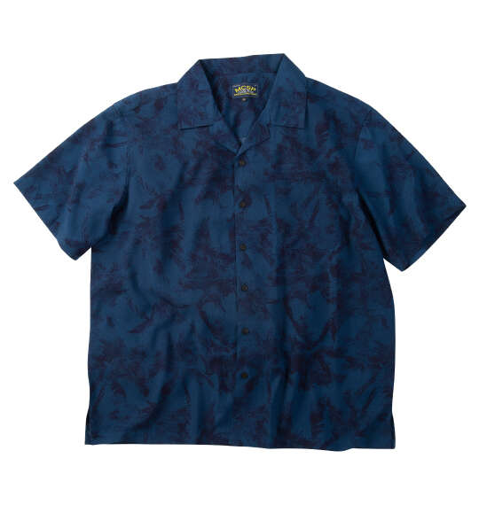 Mc.S.P 総柄プリントオープンカラー半袖シャツ ブルー