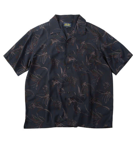 Mc.S.P 総柄プリントオープンカラー半袖シャツ ダークネイビー