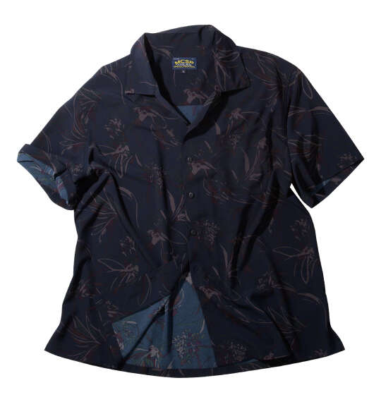 Mc.S.P 総柄プリントオープンカラー半袖シャツ ダークネイビー