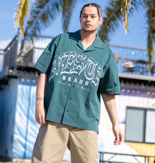 NESTA BRAND オープンカラー半袖シャツ グリーン