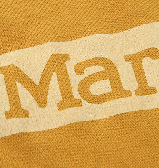 Marmot スクエアロゴ半袖Tシャツ ダークイエロー