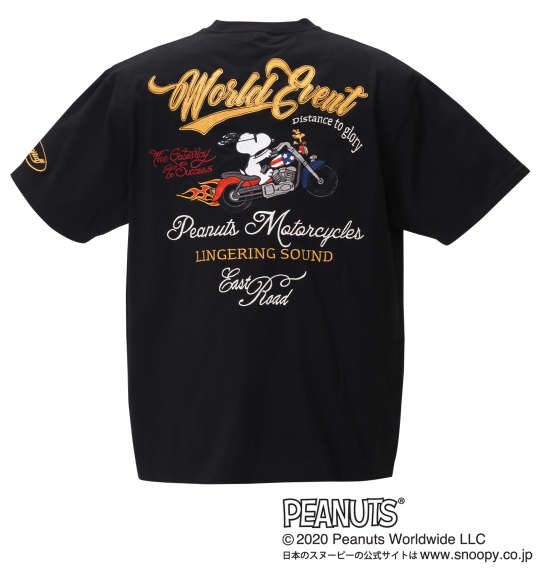 FLAGSTAFF×PEANUTS スヌーピーコラボ半袖Tシャツ ブラック