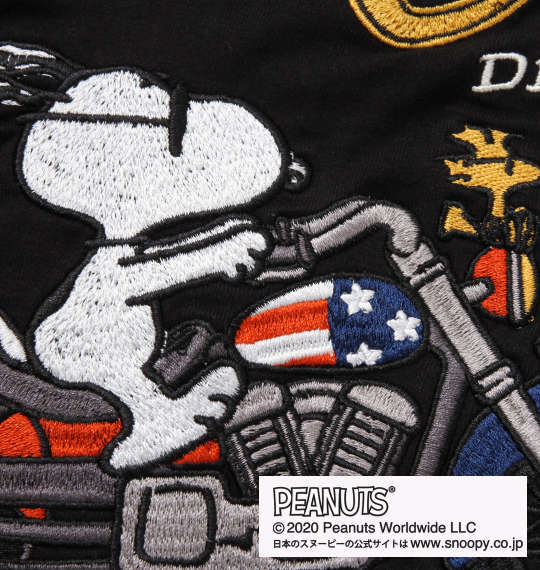 FLAGSTAFF×PEANUTS スヌーピーコラボ半袖Tシャツ ブラック