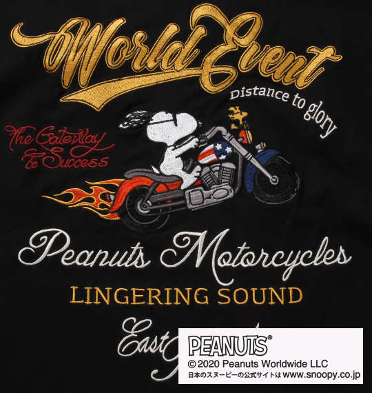 FLAGSTAFF×PEANUTS スヌーピーコラボ半袖Tシャツ ブラック