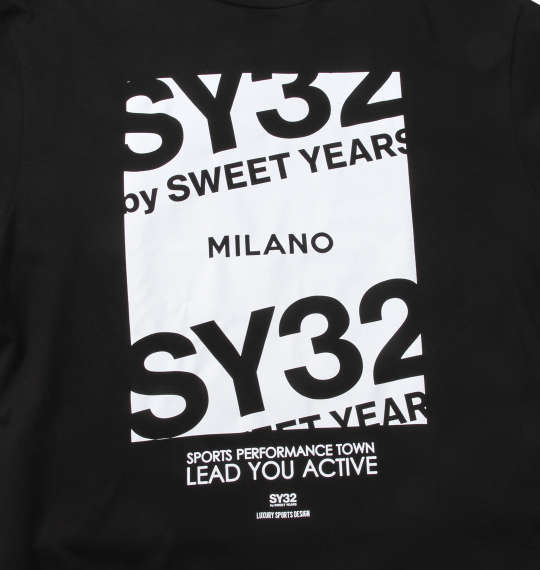 SY32 by SWEET YEARS ミラノロゴ長袖Tシャツ ブラック