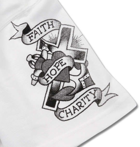Ed Hardy 刺繍プリント半袖ポロシャツ オフホワイト