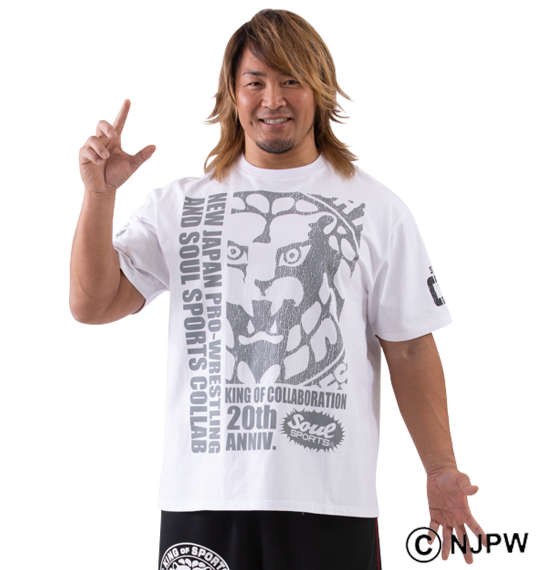 SOUL SPORTS×新日本プロレス コラボ20thライオンロゴ半袖Tシャツ ホワイト