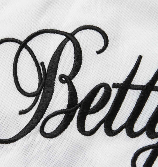 BETTY BOOP 鹿の子刺繍プリント半袖ポロシャツ オフホワイト