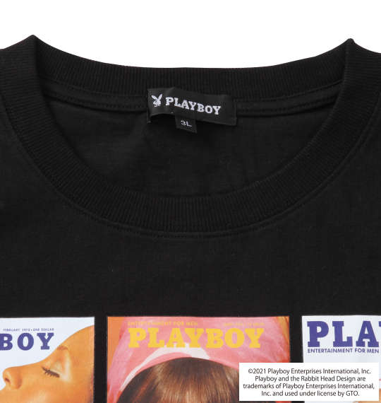 PLAYBOY カラー転写シートプリント半袖Tシャツ ブラック