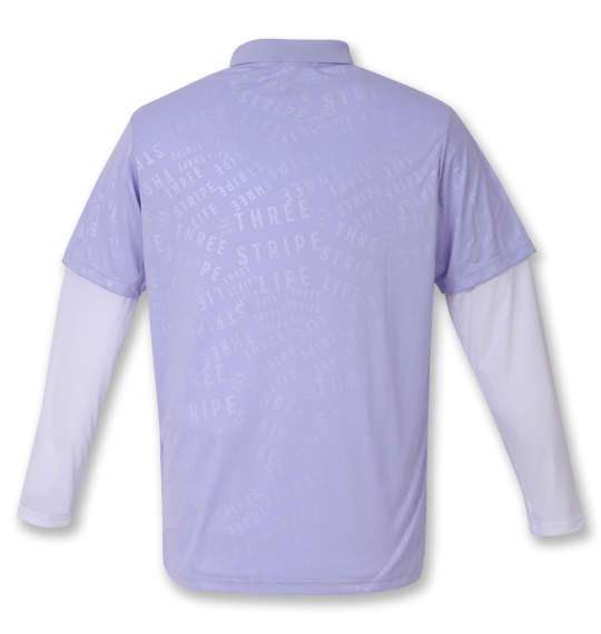 adidas golf エンボスパターン半袖シャツ+ハイネック長袖Tシャツ バイオレットトーン×ホワイト