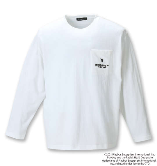 PLAYBOY 天竺プリント長袖Tシャツ オフホワイト