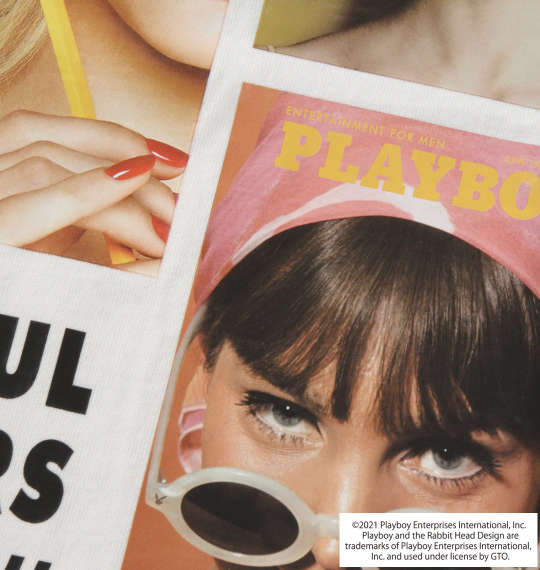 PLAYBOY 天竺プリント長袖Tシャツ オフホワイト