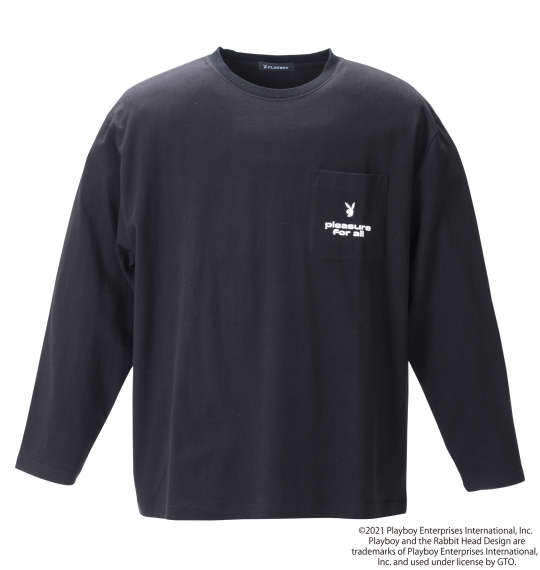 PLAYBOY 天竺プリント長袖Tシャツ ブラック